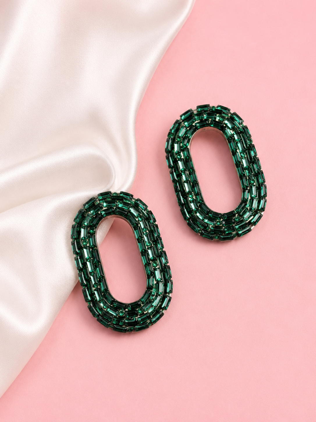 Crystal Oval Statement Earrings