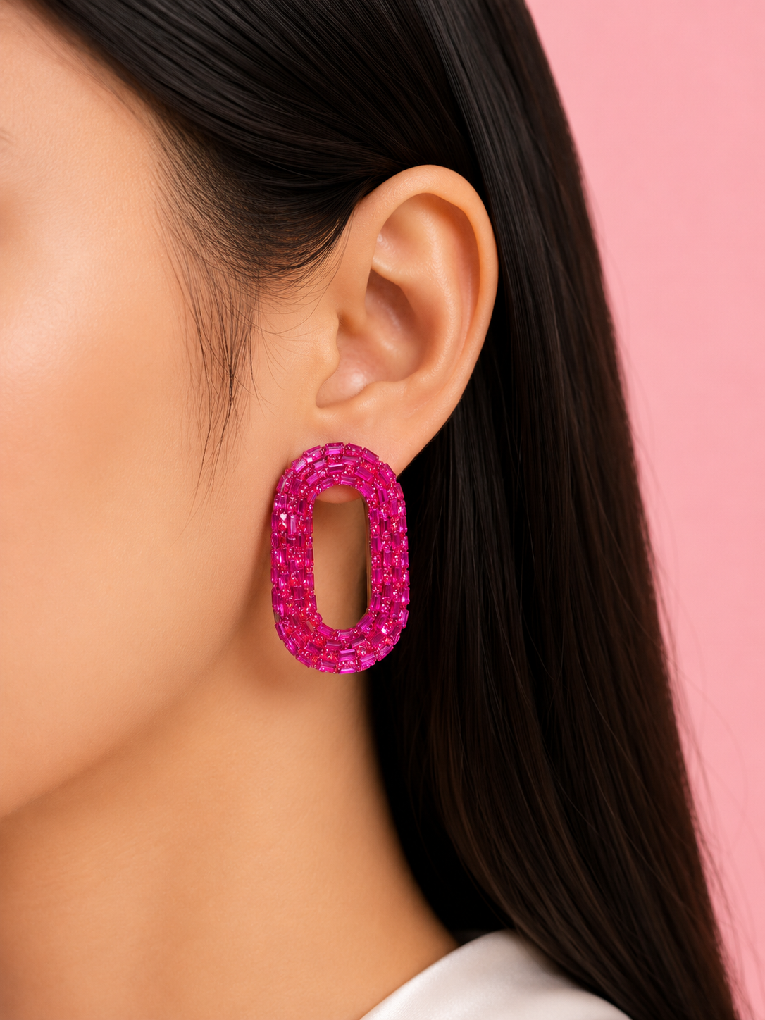 Crystal Oval Statement Earrings