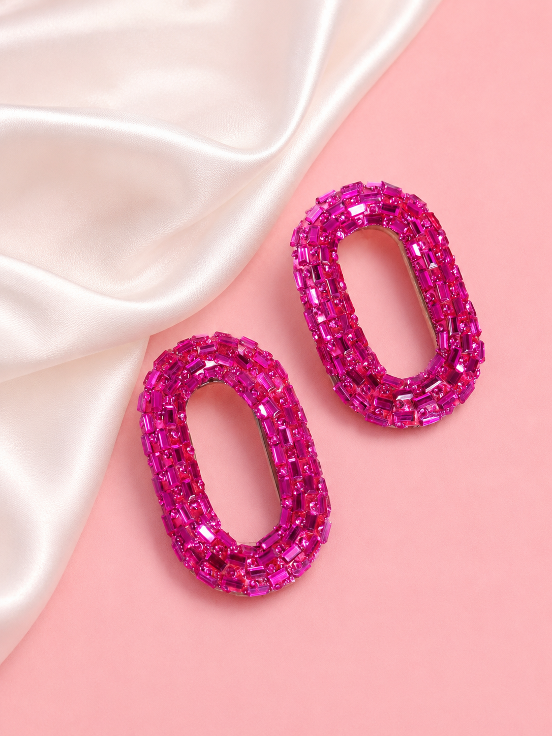 Crystal Oval Statement Earrings