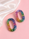 Crystal Oval Statement Earrings