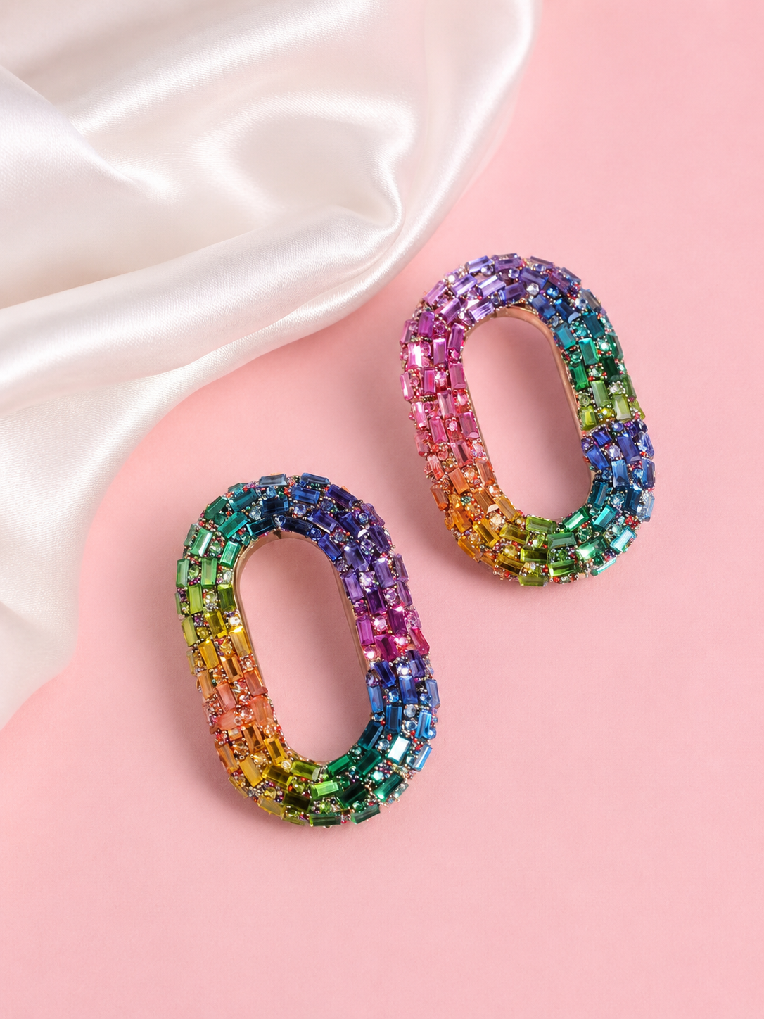 Crystal Oval Statement Earrings
