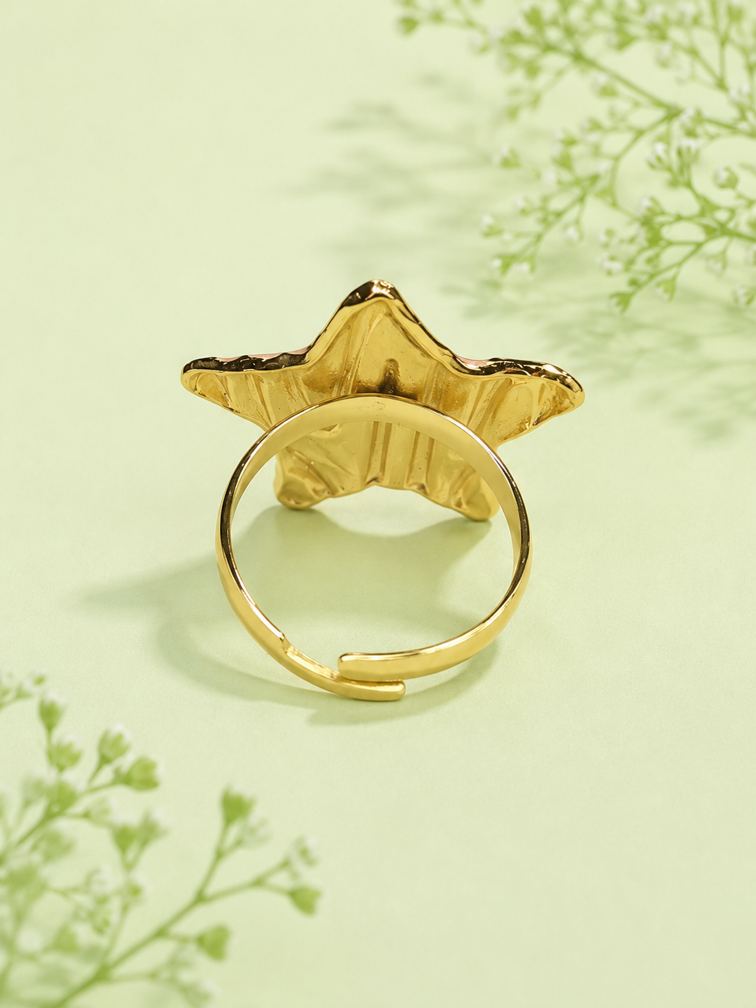 Enamel Star Adjustable Gold-Tone Ring for Women & Girls | Trendy Statement Ring