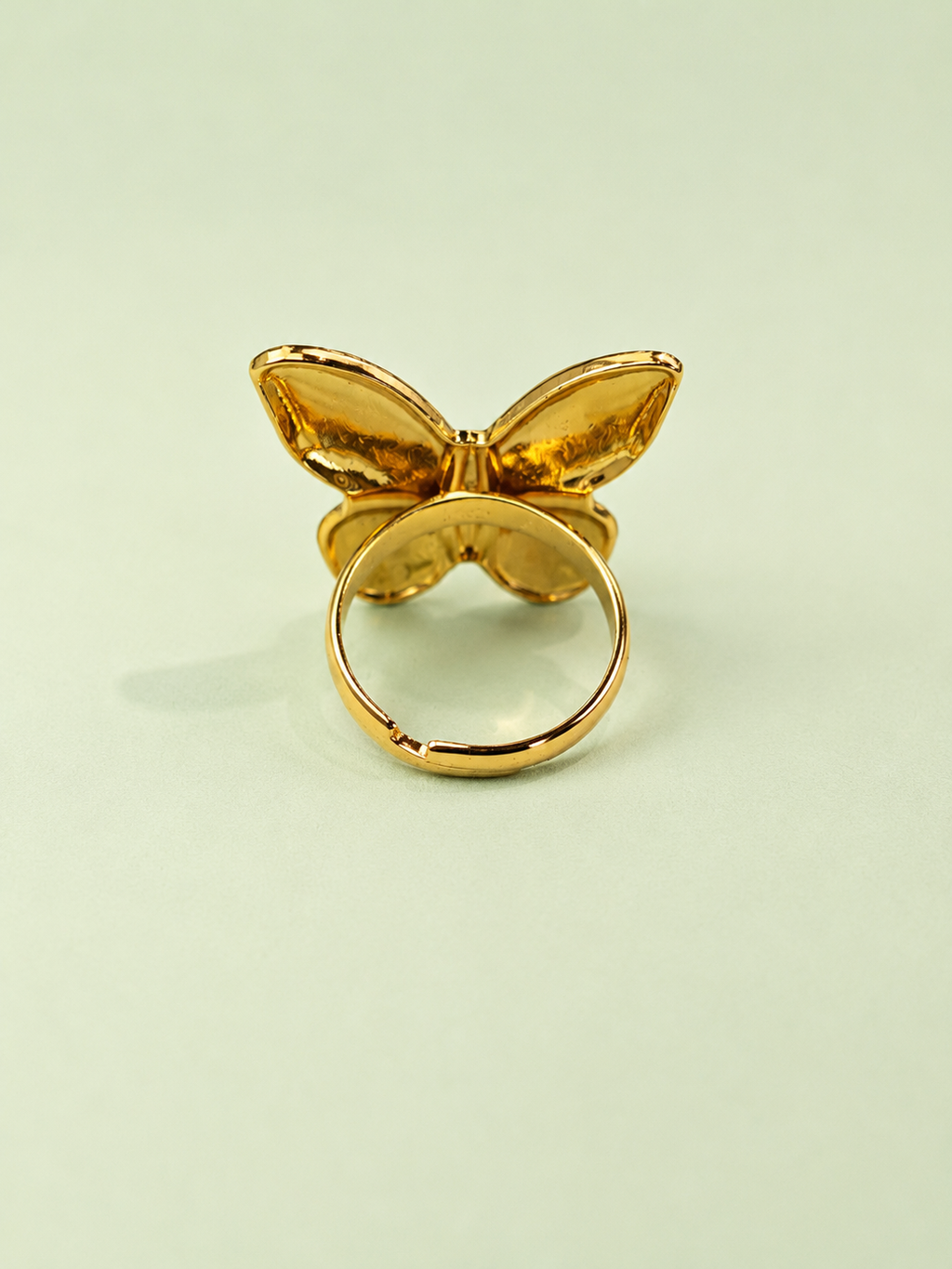 Enamel Butterfly Gold Tone Adjustable Ring for Women