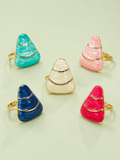 Enamel Geometric Gold Tone Adjustable Ring for Women