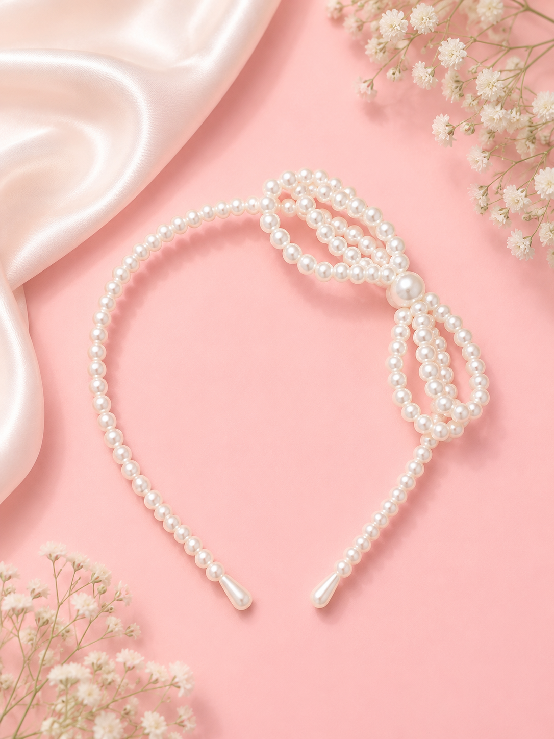 Elegant Pearl Bow Hairband for Girls & Women | Pearl Beaded Headband