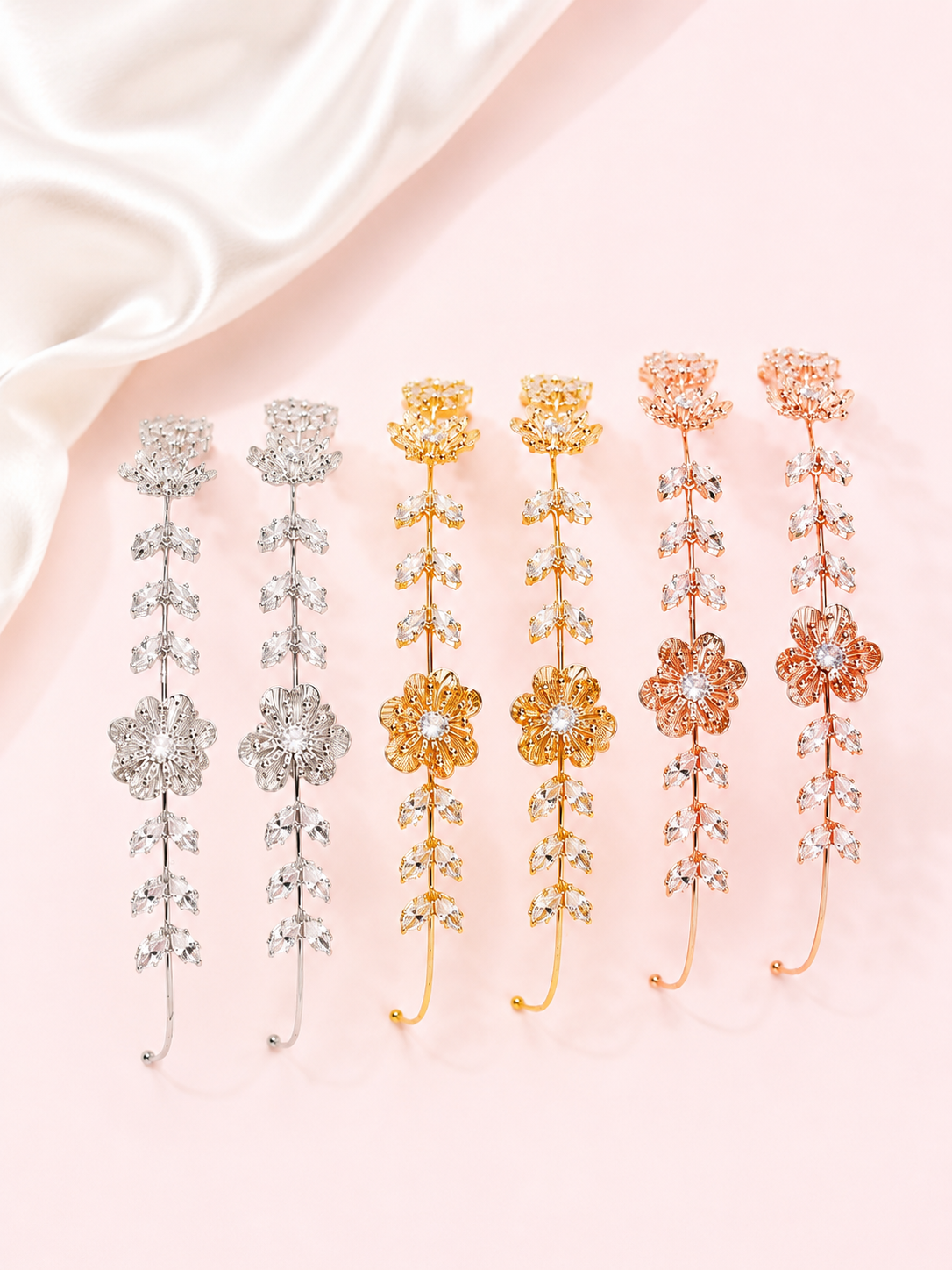 Designer Floral Crystal Party Hairband | Silver, Gold & Rose Gold