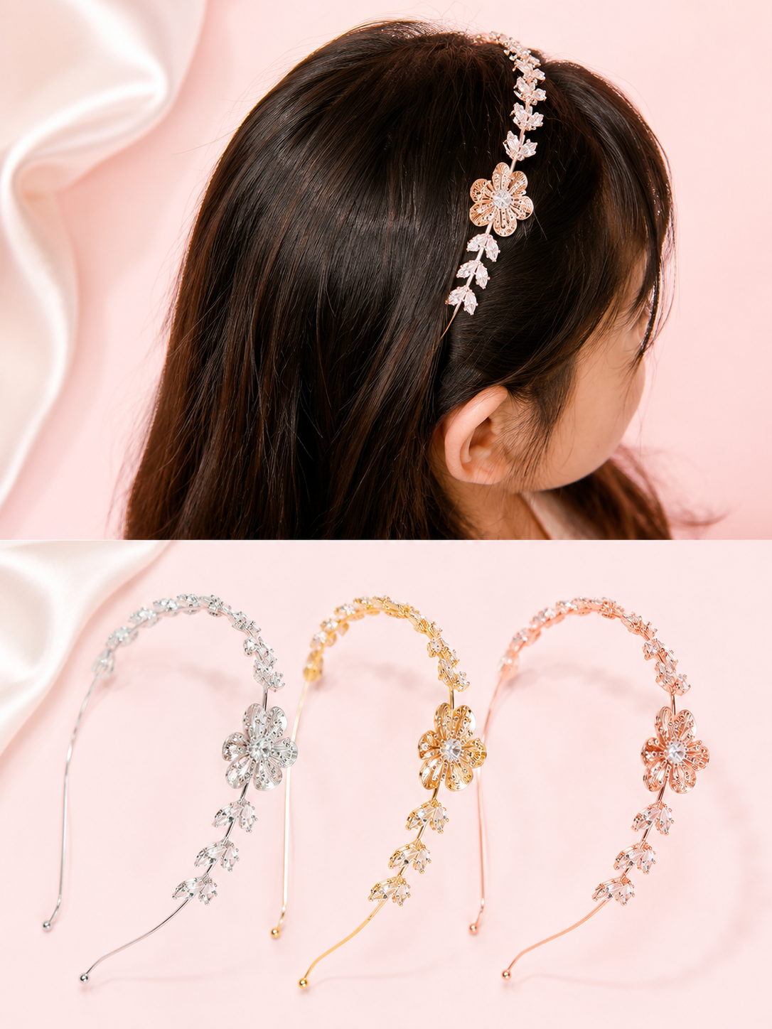 Designer Floral Crystal Party Hairband | Silver, Gold & Rose Gold