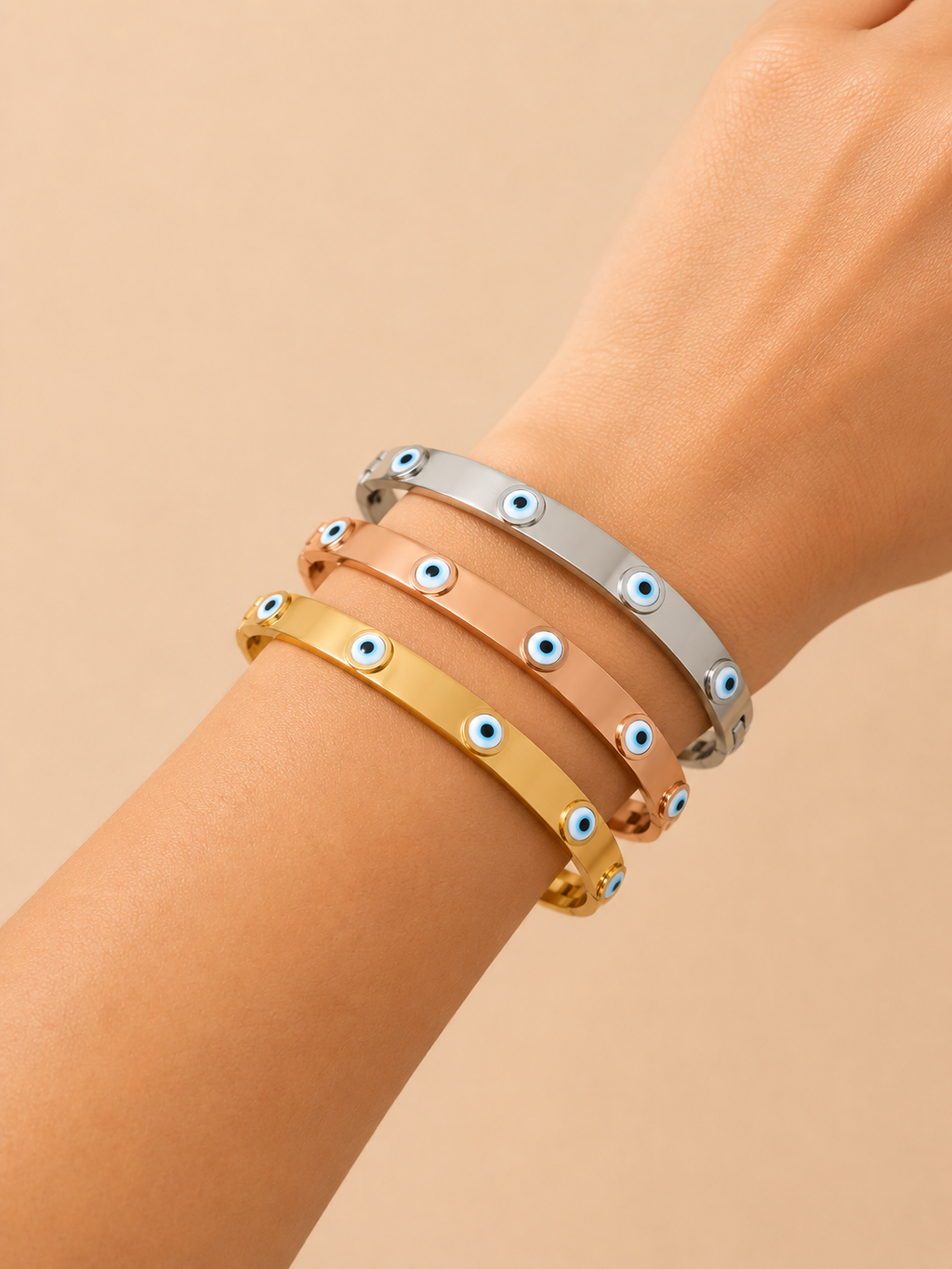 Evil Eye Stainless Steel Kada Bracelet