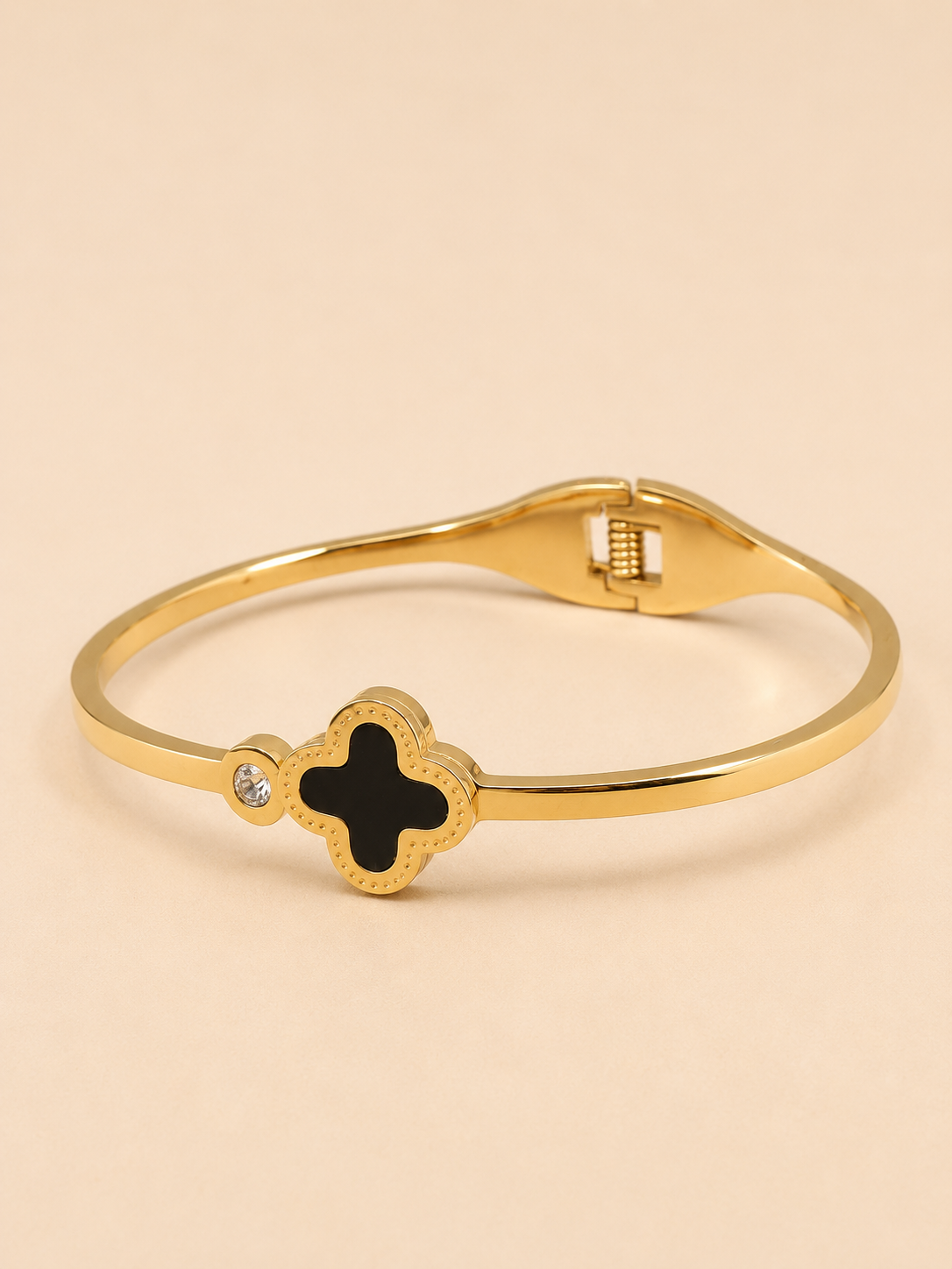 Clover Charm Stainless Steel Kada Bracelet
