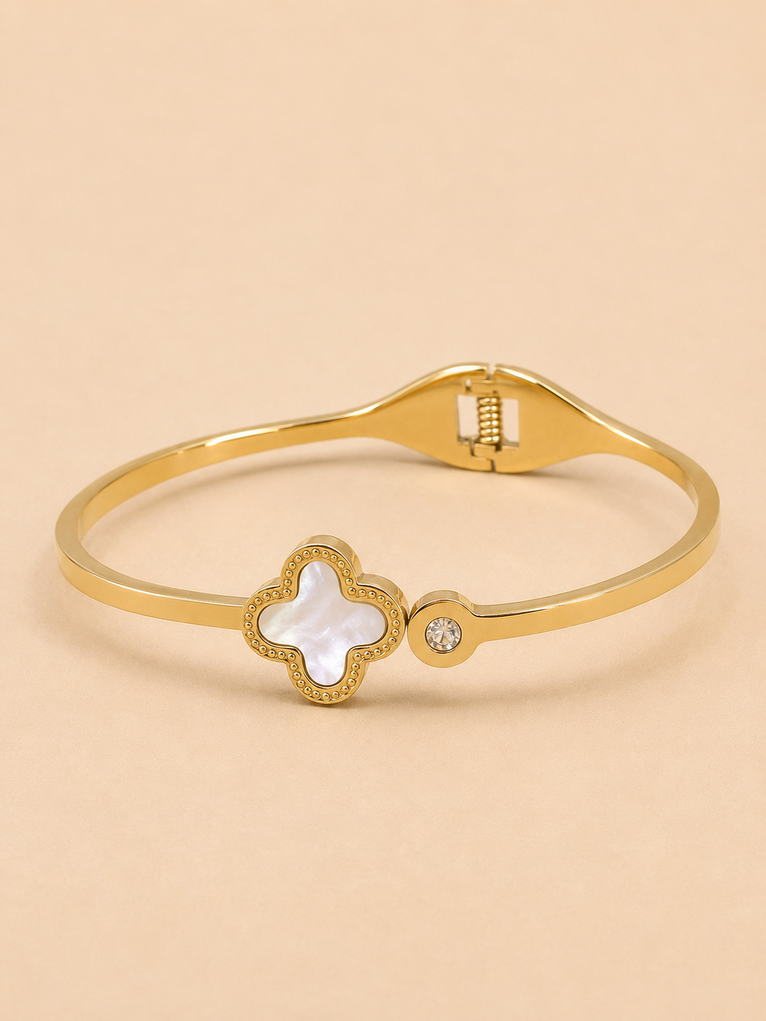 Clover Charm Stainless Steel Kada Bracelet