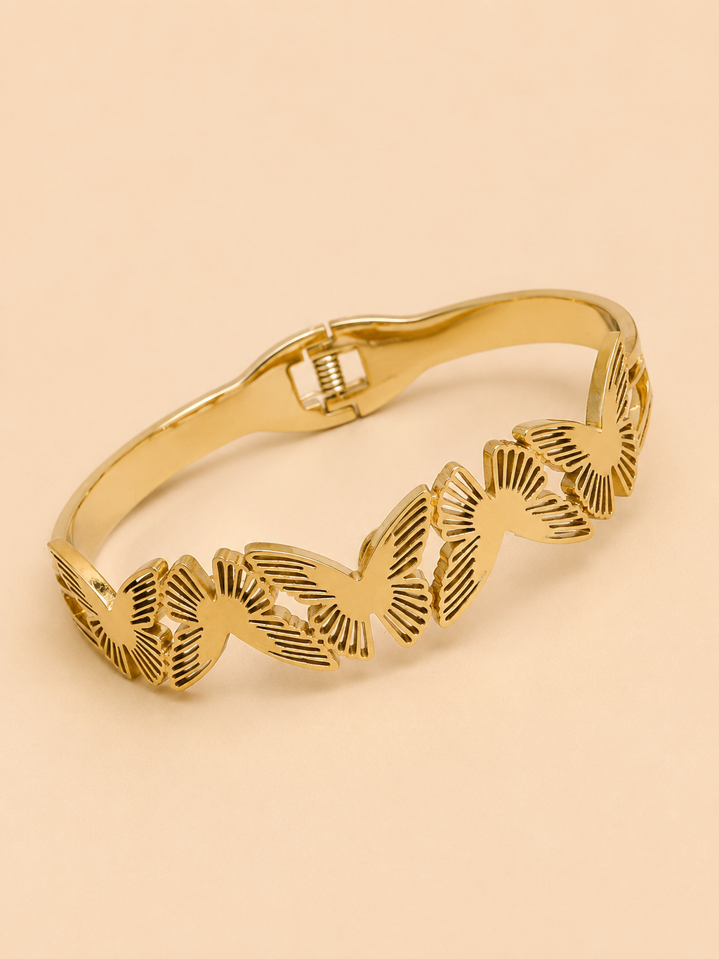 Golden Butterfly Cutwork Stainless Steel Kada Bracelet for Women