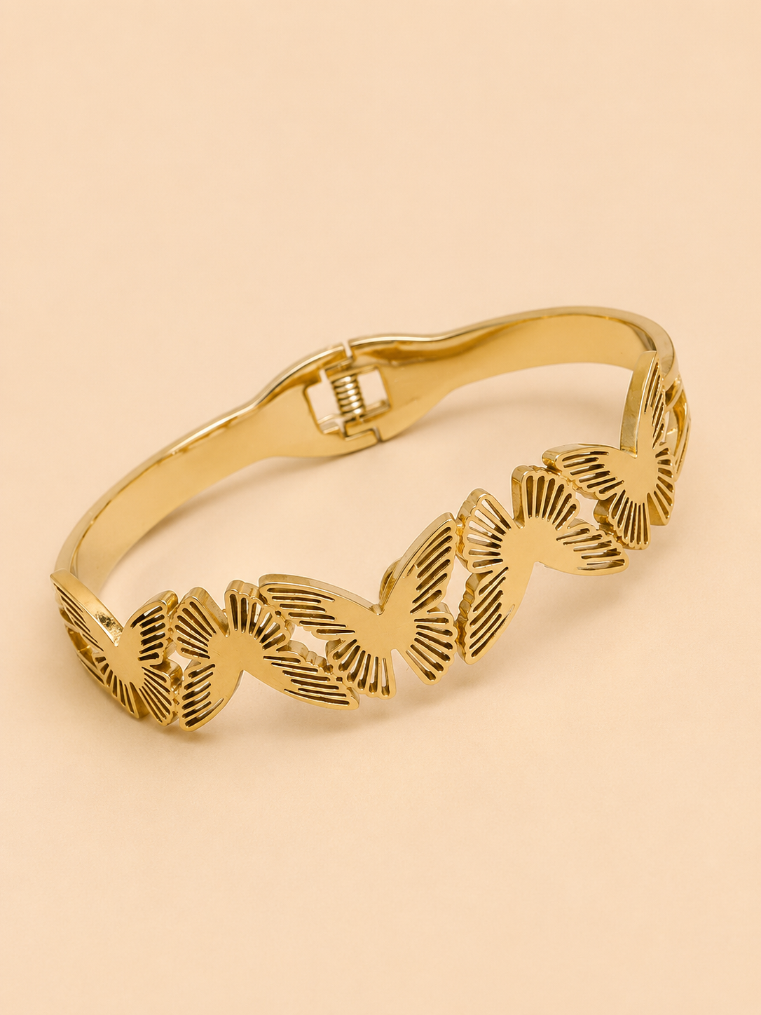 Golden Butterfly Cutwork Stainless Steel Kada Bracelet for Women